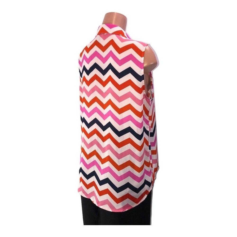 New Direction Size XL tunic blouse flowy Pink/white floral sleeveless v … - Picture 8 of 12